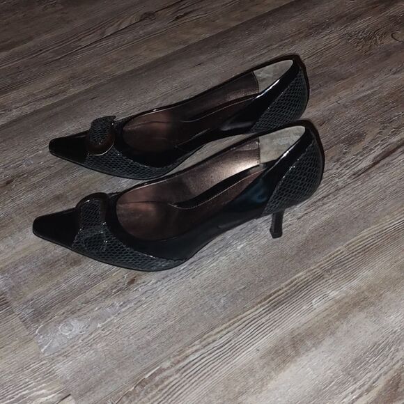Circa Joan & David  CJdarleen   black kitten heel pointed toe Sz 7 - Picture 4 of 7